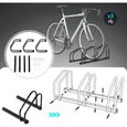 WOLTU Râtelier Vélo pour 3 Vélos, Range Vélo au Sol ou Mural, Support pour Bicyclettes, Porte-vélos en Métal Noir-2