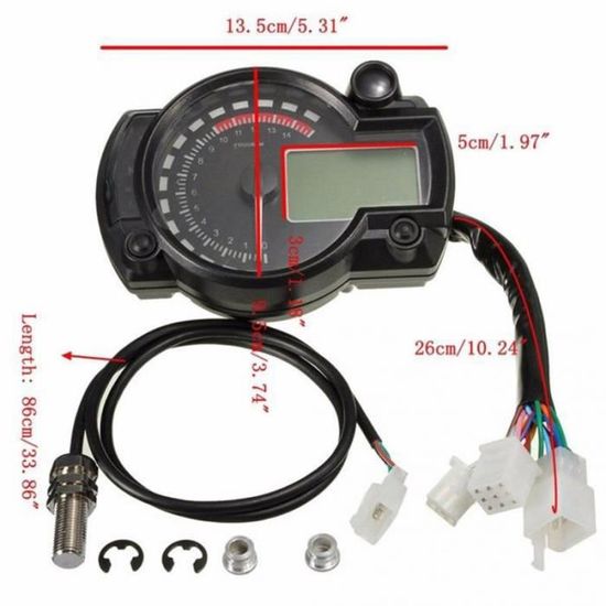 GIVBRO Compteur de vitesse Odomètre LCD numérique compteur de vitesse kilométrique km//h avec rétroéclairage LED pour ATV Quad Dirt Bike Accessoires