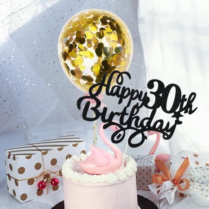 Gâteau D'anniversaire De 30 Ans Avec Des Décorations En Or Et En Argent Et  Un Numéro 30 De Ballon Générateur Ai