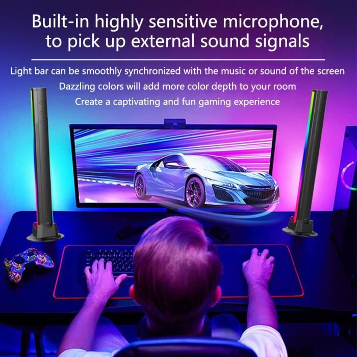 Lampe LED intelligente,Smart LED lampe,Lampes D'ambiance,Barres lumineuses  Synchronisation de la Lampe de Jeu avec Musique,pour TV,PC