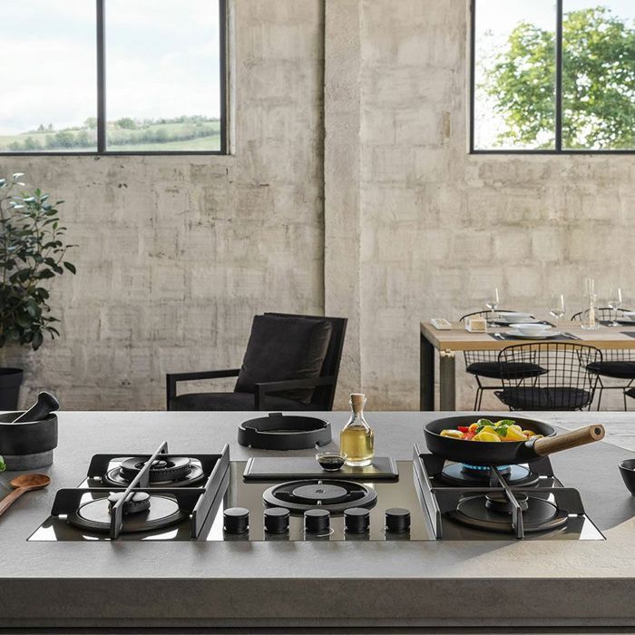 Plaque de cuisson gaz avec hotte intégrée Elica NIKOLATESLA FLAME 88cm GRIS Évacuation Gris