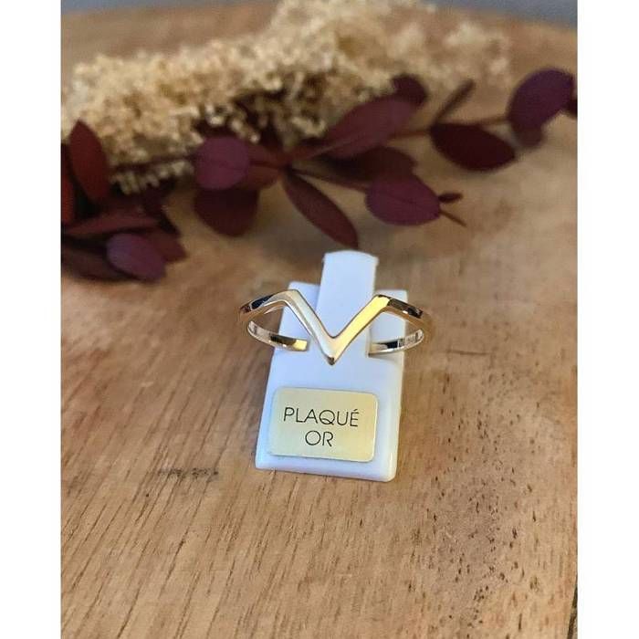Bague Femme En Plaqué Or 18K - Dentelle Filigrane Grec En V, Taille 60, élégante Et Raffinée