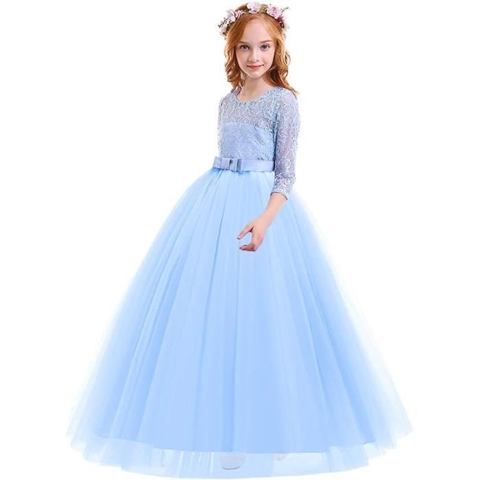 Fille Robe de Princesse Longue en Dentelle avec Bowknot Demoiselle