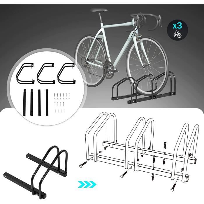 Support Vélo Autoportant Pour Garage Ou Extérieur - Compatible Roues 26" à 27.5" - Base Antidérapante - En Fer Robuste - Couleur Noir