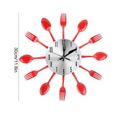 MEIHE Horloge de coutellerie et fourchette cuillère en acier inoxydable horloge murale cuisine décoration rouge-3