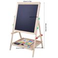 VGEBY® Tableau enfant - Chevalet d'art 2 en 1 -Tableau noir et tableau blanc magnétique, planche à dessin en bois pour enfants -CYA-3