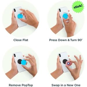 PopSockets PopGrip Interchangeable Lune - Support Grip Téléphone Et Tablette Avec Top Amovible, Prise En Main Parfaite