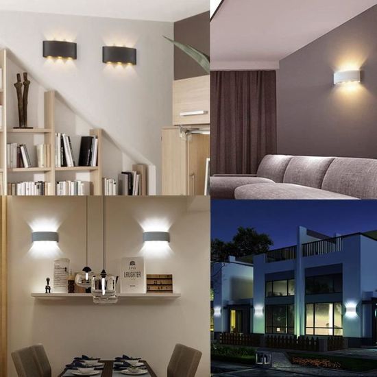 Lampe Murale Led 8w Moderne Appliques Murales Ip65 Etanche Applique Luminaire En Aluminium Up Down Decoratif Spot Lumiere Nuit Lampe Pour Salon Chambre Hall Escalier Pathway Blanc Chaud Luminaires Interieur Leche Murs