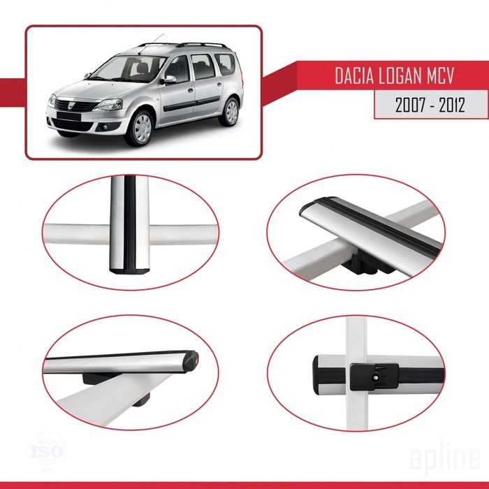 Acpar Barres De Toit Pour Dacia Lodgy (J92) 2012-2022 - Porte-Bagages Aluminium, Gris, 2 Barres