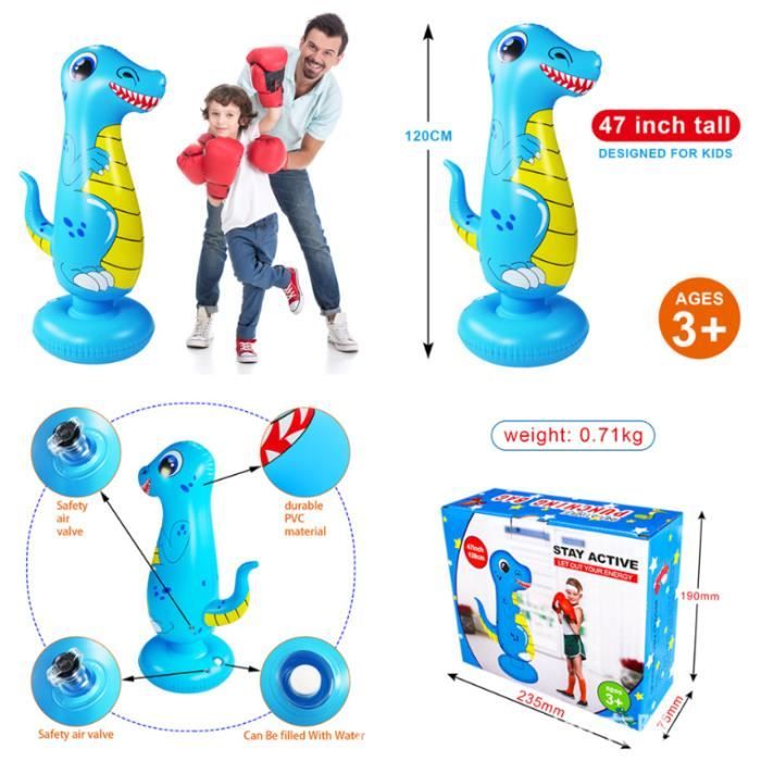 Sac De Frappe Gonflable Panda Lumineux Pour Enfants 3-9 Ans - Avec Gants De Boxe, Jouet Anti-Stress (120 Cm, Piles AAA Non Incluses)