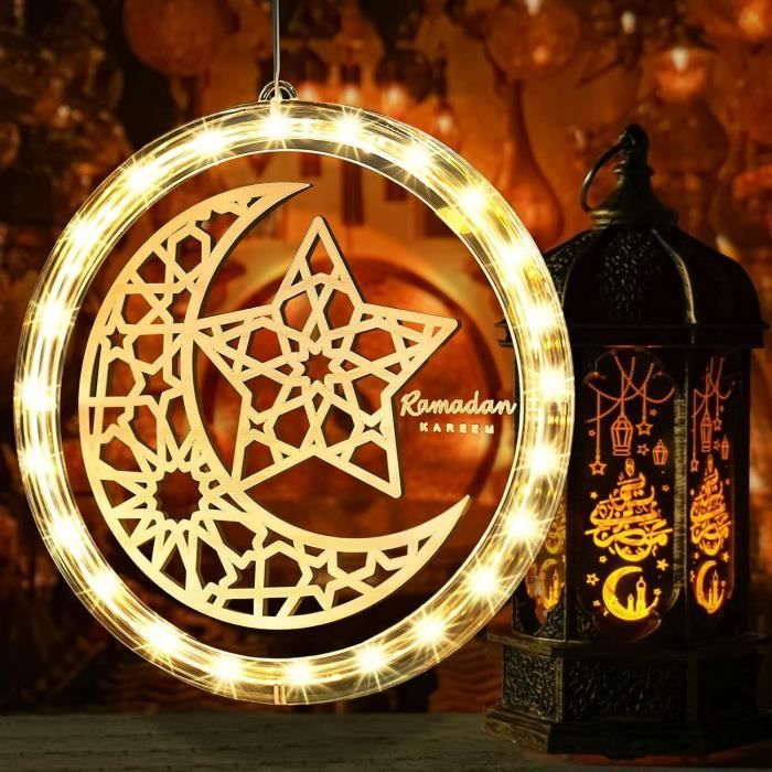 Lumières De Fenêtre Décoratives Fête De Ramadan, 3D Lampes Décoratif De  Lune Et D'Étoiles Lampes Fête De Ramadan Lumière Déc[u2884]