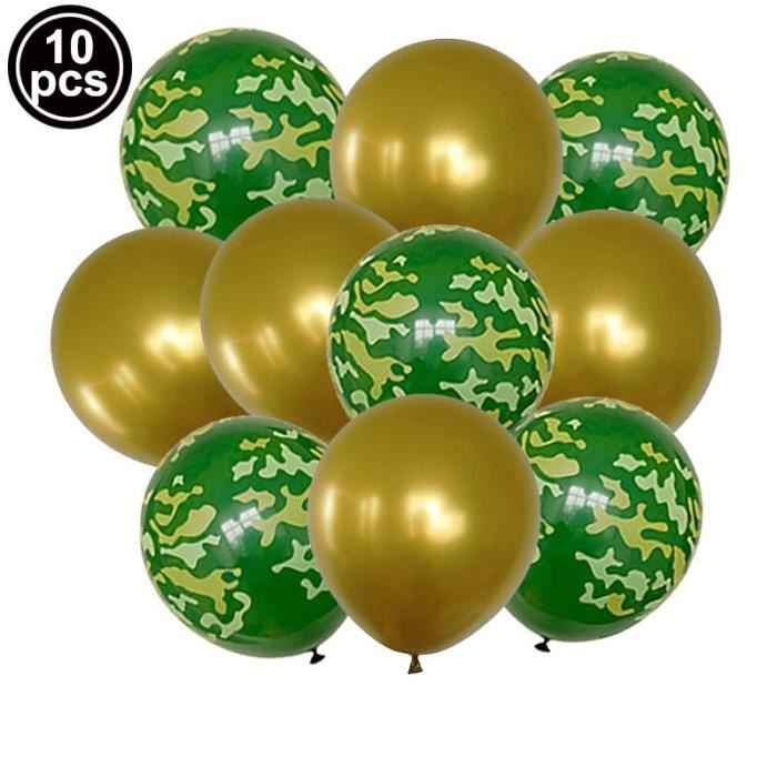 10X 12 pouces Matel Camouflage Ballons militaire thème combattant réservoir  vert imprimé ballon bébé douche Brith 10pcs -FA15562 - Cdiscount Maison