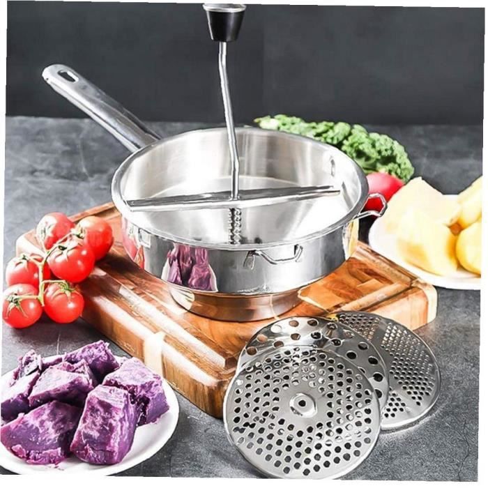 Wenburg Moulin à Légumes Manuel Inox 3 Tamis - Passoire Légumes Fruits 19,5 Cm
