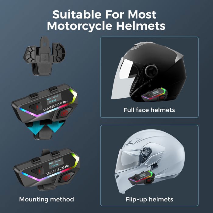 Casque Moto Bluetooth Avec Caméra 2K Et Interphone 1000m - Talkie-Walkie Pour 6 Motards, Étanchéité, Partage Musique