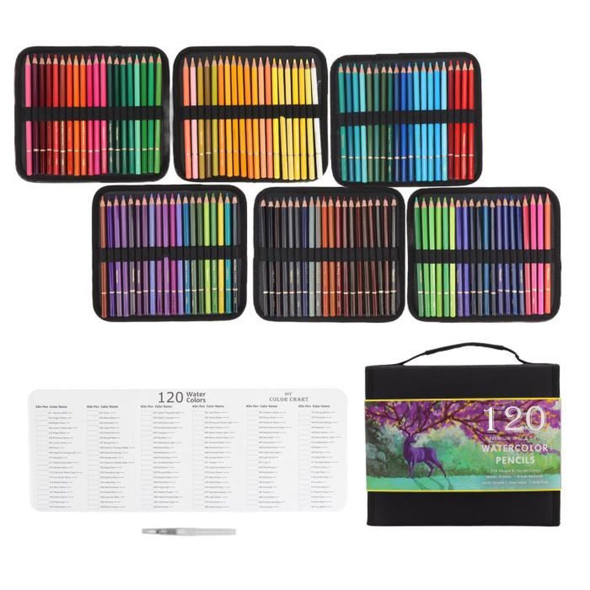 Akozon ensemble de crayons à croquis Ensemble de crayons de couleur 120