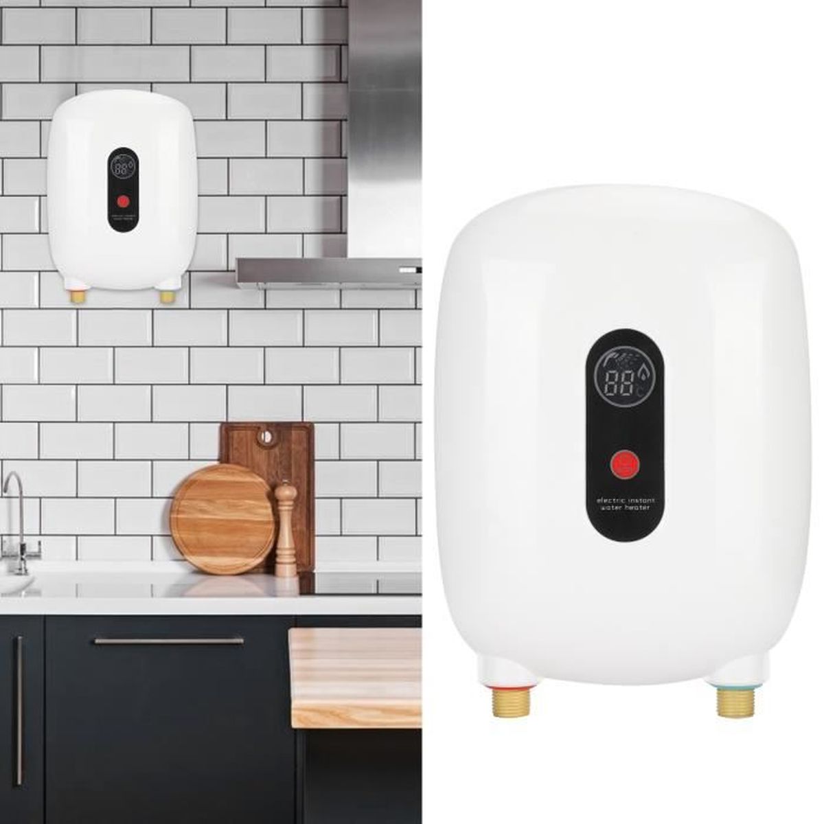 Petit chauffeeau électrique domestique instantané avec affichage LED