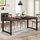 Tribesigns Table à Manger, 160 x 80 x 75 cm, Table de Salon, Bureau, pour Salle à Manger Industriel, Métal Robuste, Marron Rustique