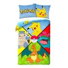 Parure de Lit - HALANTEX - Pokemon - 100% Coton - Housse Réversible 140x200 cm - Taie 70x90 cm