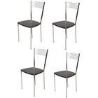 T M C S Tommychairs - Set 4 chaises cuisine ELEGANCE, robuste structure en acier chromé et assise en bois couleur wengé