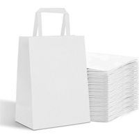 50 x petits sacs en papier kraft blanc avec poignées plates 18x8x22cm - Sac de transport 100% recyclables