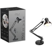Lampe de bureau PIXI Black E27 noire réglable base+clip compris lampe de table