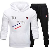 Jogging enfant France - Blanc - 2 étoiles et écusson - Taille élastiquée - Multisport - Football