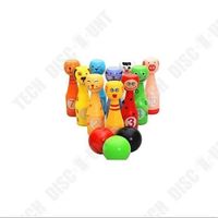 TD® Kit de Jeu Bowling- Mega-Deal Enfant Mini Bowling en bois- 10 Quilles + 3 Balles Colorées et Numérotés Fournis
