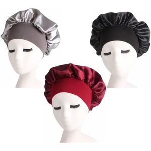 ShenMo 3pcs Bonnet Satin Cheveux Nuit, Bonnet Soie Cheveux Nuit Bonnet de Nuit  Satin Bonnet en Satin Femme Élastique Protection Cheveux pour Cheveux Longs  Cheveux Bouclés (Noir, Or, Violet Foncé) 