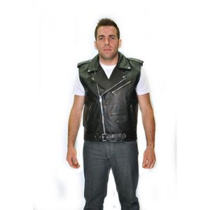 BLOUSON - VESTE BLOUSON BIKER PERFECTO CUIR NOIR SANS MANCHES XXL