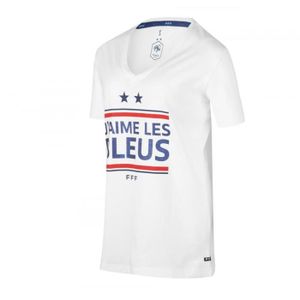 MAILLOT DE FOOTBALL - T-SHIRT DE FOOTBALL - POLO DE FOOTBALL T-shirt Blanc Femme Equipe de France Slogan