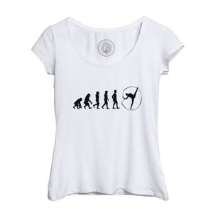 T-SHIRT MAILLOT DE SPORT T-shirt Femme - FABULOUS - Evolution Gymnastique - Col Echancré Blanc - Manches Courtes - Coupe FIT