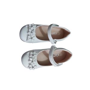 BALLERINE Chaussures Ballerines Fille Cuir Blanc et Fleur du 19 au 30