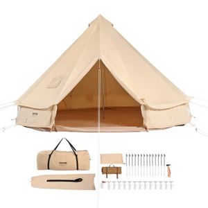 TENTE DE CAMPING Tente de Camping - VEVOR - 4 Saisons Familial avec Trou de Poêle, pour Glamping Jusqu'à 10Personnes, Hauteur350cm, Diamètre6m