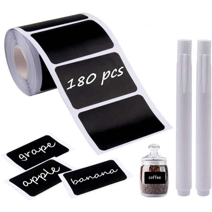 Sachet de 12 étiquettes ardoises + craie + cordon noir et blanc , taille 8  x 4,5 cm - Un grand marché