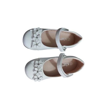 Ballerines Pour Fille En Cuir PU Blanc - Taille 26 à 37 - Pour Cérémonie, Habillées - Semelle Cuir, Confortables