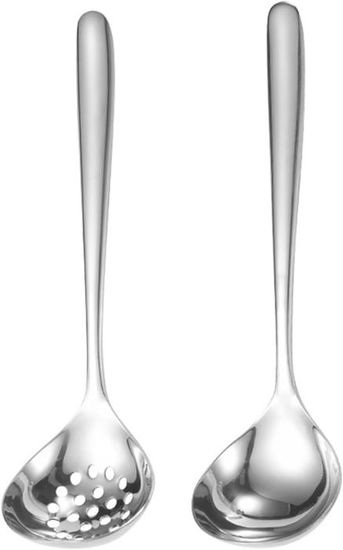 Louche Et Spatule En Acier Inoxydable Doré - Cuillère à Soupe Anti-Brûlure, Design Creux, Cuisine Pratique