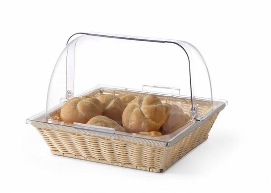 Couvercle Présentation Rolltop HENDI 427507 - Polycarbonate 53x32.5x18cm - Bouton Doré - GN 1/1