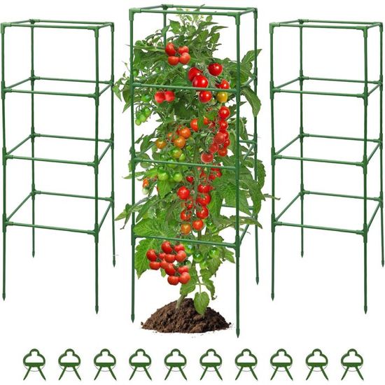 Cage à Tomates Support Plante Grimpante 120cm - Obélisque Treillis Jardin 2 Pièces - Intérieur Extérieur