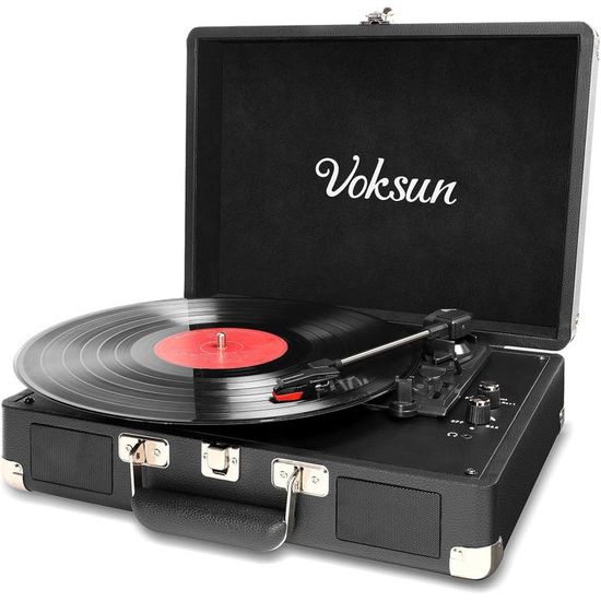 VOKSUN Platine Vinyle, Bluetooth Tourne Disque Rétro Portable avec 2 ...