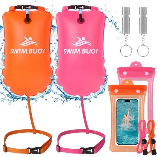 Naturehike Bouée de Natation Gonflable, 18 l, étanche, avec Deux airbags, Convient pour Les eaux Ouvertes et Le Triathlon, flottabilité de 18 kg, Assure la sécurité Lors de la plongée en apnée