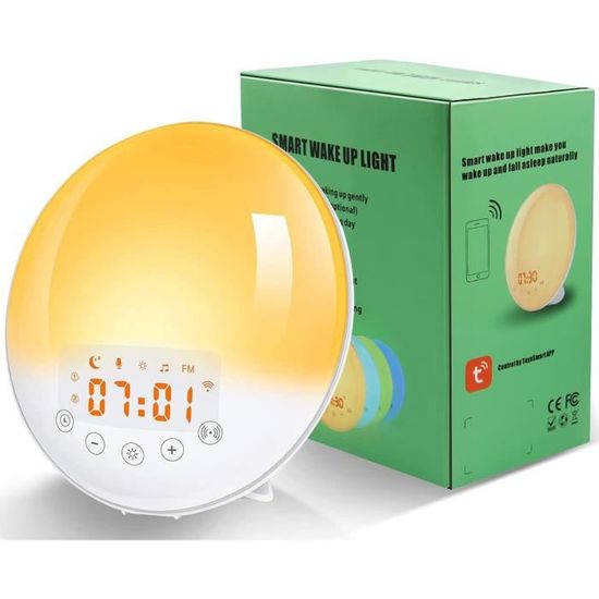 Réveil Simulateur D'aube LIORQUE - Lampe De Chevet LED, 30 Sons, 13 Niveaux De Luminosité, Chargeur Téléphone - 3