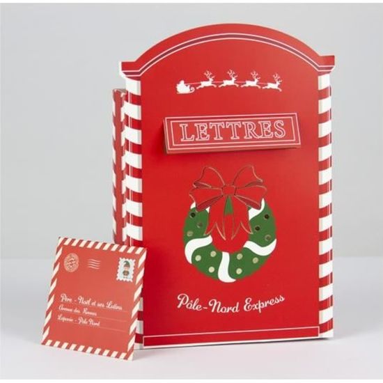 Boîte Aux Lettres Père Noël En Métal Rouge - Hauteur 80 Cm, Décoration De Noël Extérieure - 9