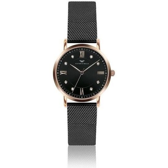 Victoria Walls Montre pour femmes Noir dor rose VBF 3318