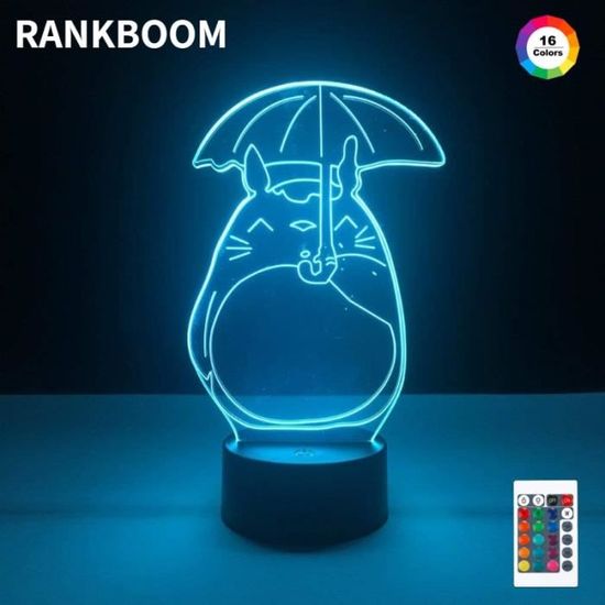 couleur 16 couleur avec télécommande Lampe LED EN 3D THÈME Mon Voisin Totoro, Parapluie Ouvert, Illusion de L
