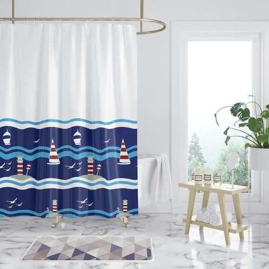 Rideau De Douche Anti-moisissure 180x200 Cm - EVA, 12 Crochets, Transparent, Séchage Rapide
