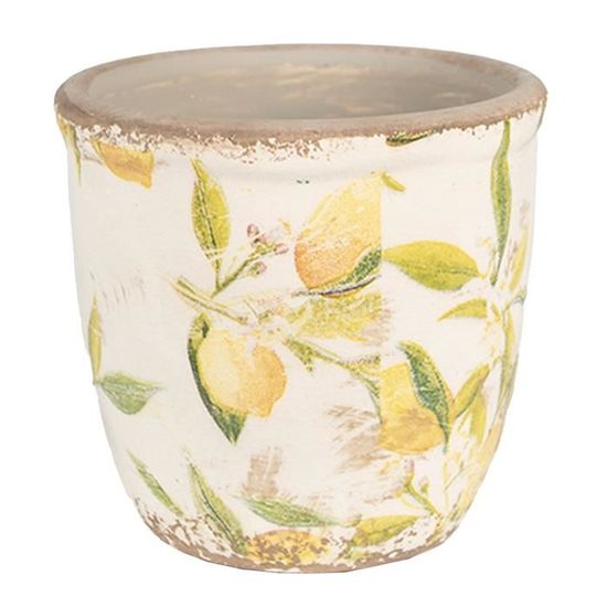 Pot De Fleurs En Céramique Jaune Citron - Ø 20 Cm, Hauteur 15 Cm - Déco Intérieur/extérieur - Marque Clayre & Eef - 2