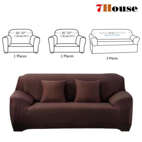 7House® 3 Pièces Housse de Canapé Extensible, revêtement de fauteuil Salon Décor 3Places+1Place+1 Place, Marron
