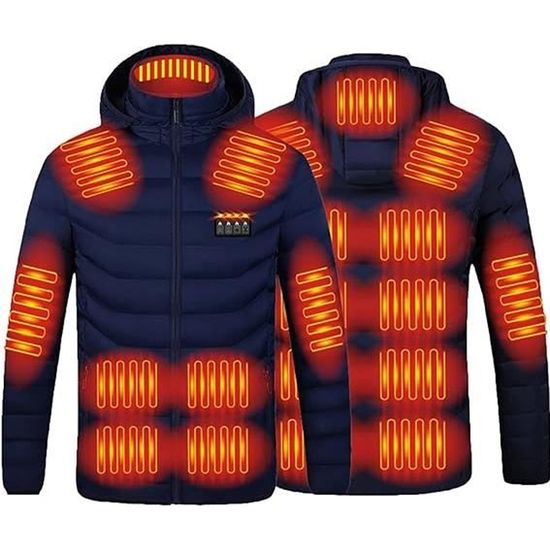 Manteau Chauffante a Capuche Homme Doudoune a Capuche Veste Chaude avec3Niveaux de Chauffage Interface USB Hommes Femmes Hiver Veste Bleu Cdiscount Pret a Porter