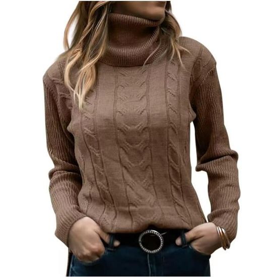 Pull Tricot Pull Col RoulÃ© Femme Manches Courtes Pull à Col