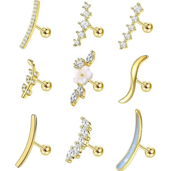 精致不锈钢蝴蝶耳骨夹 耳钉 女生送礼  Tragus Helix 耳洞首饰 锆石